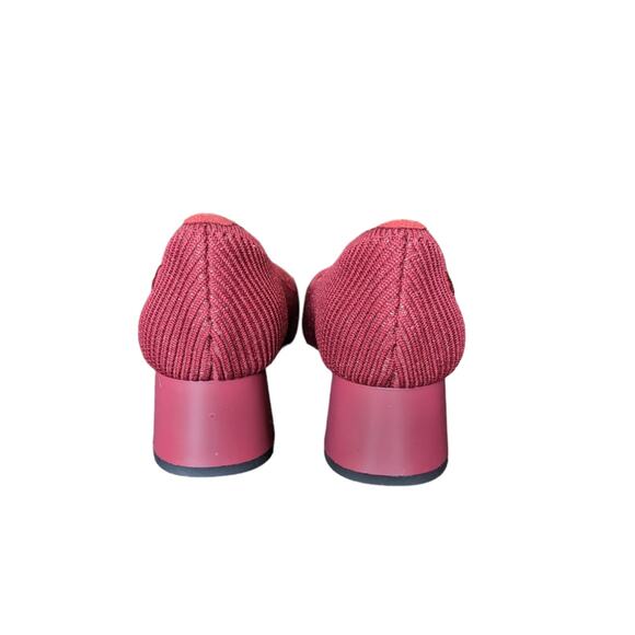 Vivaia Melody Square Toe Chunky Heels Sparkly Burgundy Slip On Pump Shoes Ballet - Picture 8 of 10